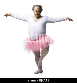 Übergewichtige Menschen im Tutu tanzen Stockfoto