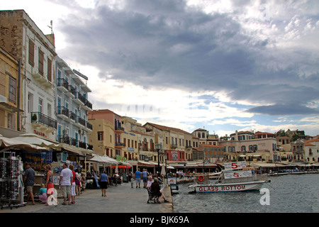 Promenade, venezianischen Hafen, Chania, Kreta, Griechenland, Europa Stockfoto