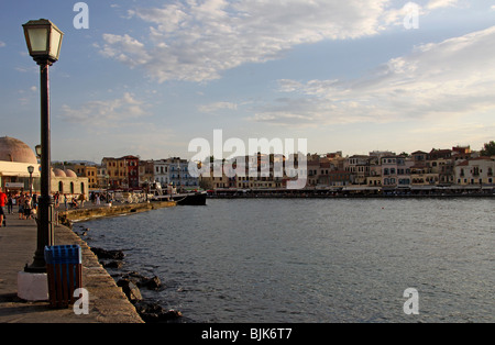 Promenade, venezianischen Hafen, Chania, Kreta, Griechenland, Europa Stockfoto
