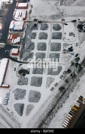 Luftaufnahme, Schnee, müde, Lagerung, Hervest, Dorsten, Ruhrgebiet und Umgebung, Nordrhein-Westfalen, Deutschland, Europa Stockfoto