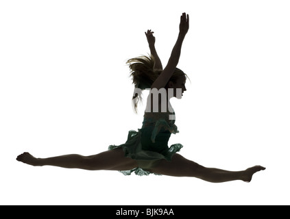 Seite Profil Silhouette der Ballerina springen Stockfoto