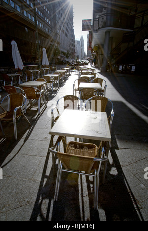 Leere Terrasse, Gran Via, Madrid, Spanien, Europa Stockfoto