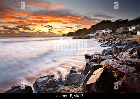 Sonnenuntergang über der Bucht von Steephill. Isle Of Wight, England, Vereinigtes Königreich Stockfoto