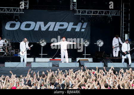 Deutsche Band Oomph, die live beim Heitere Open Air in Zofingen, Aargau, Schweiz, Europa Stockfoto