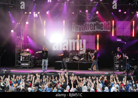 Die deutsche Pop-Rock-Band Revolverheld live auf dem Heitere Open Air in Zofingen, Aargau, Schweiz Stockfoto
