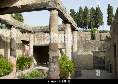 Italien, Kampanien, Ercolano, archäologische Bezirk, Ausgrabungen der römischen Stadt Herculaneum, Casa dell'atrio corinzio Stockfoto