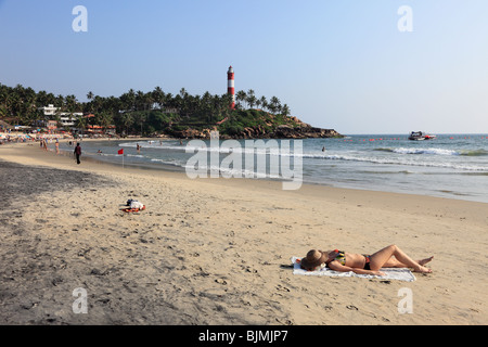 Lighthouse Beach, Kovalam, Malabarian Coast, Malabar, Kerala Zustand, Indien, Asien Stockfoto