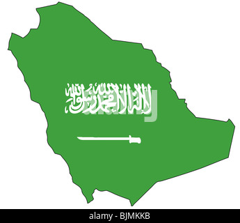 Saudi Arabien, Flagge, Gliederung Stockfoto