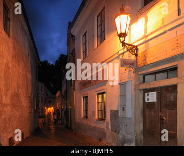 Historische Altstadt in den Abend, UNESCO-Weltkulturerbe Cesky Krumlov, Tschechische Republik, Europa Stockfoto