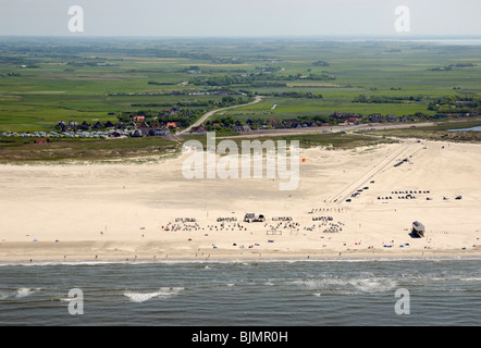 Luftbild, Strand, Strand Gebäude der Nordsee Spa und Sommer resort Sankt Peter-Ording, Nordfriesland, Schleswig-Holst Stockfoto