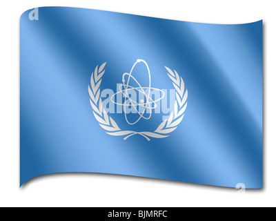 Flagge der International Atomic Energy Agency, IAEA Stockfoto