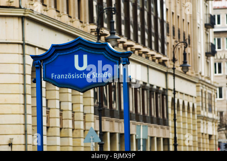 Zeichen der französischen Strasse U-Bahn Berlin Deutschland Europa Stockfoto