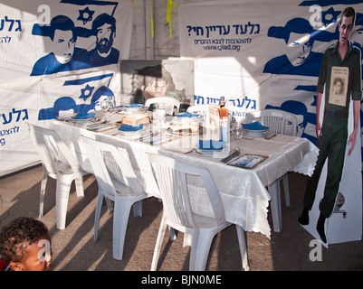 Protest-Watch Freilassung von Gilad Shalit gegenüber PM Wohnhaus in Jerusalem Israel Stockfoto