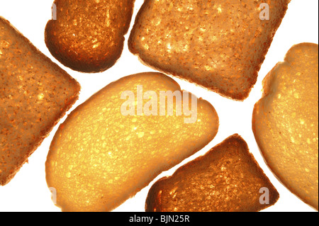 Brot variiert Scheiben auf transparenten weißen Hintergrund Stockfoto