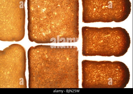 Brot variiert Scheiben auf transparenten weißen Hintergrund Stockfoto