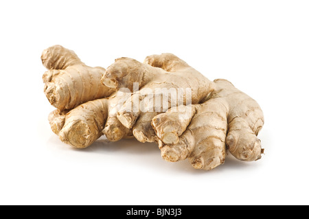 Ingwer-Wurzel isoliert auf weiss Stockfoto