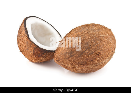 Kokosnuss isoliert auf weißem Hintergrund Stockfoto