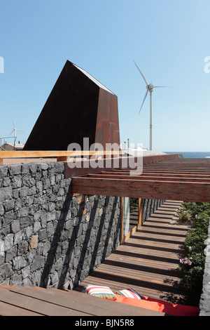 Eines der Häuser an der neu eingeweihte bioklimatischen Dorf am Instituto Tecnológico y de Energías Renovables Stockfoto