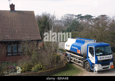 Heizöl, das an ein ländliches Haus geliefert wird, Bawdsey Suffolk, Großbritannien, Stockfoto