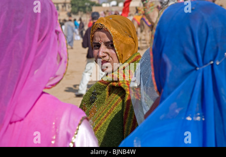 Indische Frau mit Nasenring. Jaisalmer. Rajasthan. Indien Stockfoto