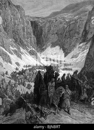 Mittelalter, Kreuzzüge, Barons "Kreuzzug 1329, der christlichen Armee im Libanon, holzstich von Jonnard nach Zeichnung von Gustav Doré, zu: Joseph Francois Michaud'Histoire des croisades', 1875, Artist's Urheberrecht nicht gelöscht werden Stockfoto