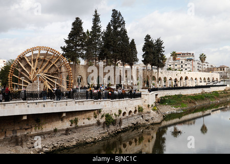 Wasserrad oder Noria in Hama, Syrien Stockfoto