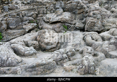 Felszeichnungen Rotheneuf Brittany France Stockfoto