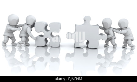 3D-Render Männer Jigsaw Puzzle lösen Stockfoto