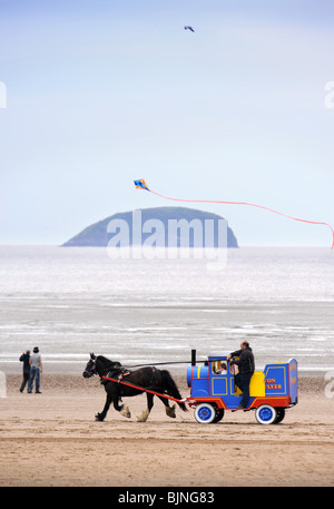 Pony und Wagen Fahrten im Weston-Super-Mare, Somerset UK Stockfoto