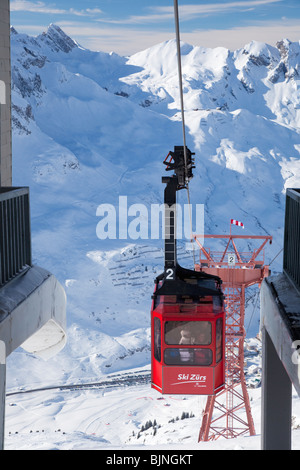 Trittkopf Seilbahn Zürs St St. Anton am Arlberg im Winter schnee Österreichischen Alpen Österreich Europa Stockfoto