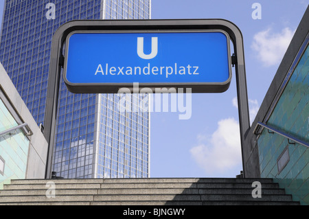 U-Bahn Station Zeichen Alexanderplatz Berlin Stockfoto