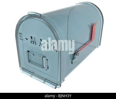 3D Rendern von einem Briefkasten aus Glas gefertigt Stockfoto