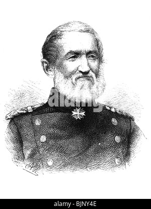 Pueckler-Muskau, Hermann Lidwig Prinz, 30.10.810 - 4.2.1871, deutscher Landschaftsgärtner, Autor/Schriftsteller, Porträt, in Uniform, Holzgravur von Adolf Neumann (1830-44), ca. 1870, Stockfoto