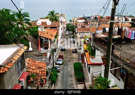 Straße zum Pazifischen Ozean in Puerto Vallarta, Mexiko Stockfoto