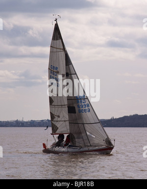 Yacht-Rennen Liverpool River Mersey Yachtclub Stockfoto