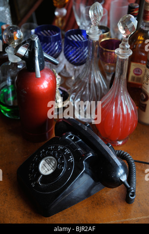 Der späten sechziger bis Anfang der achtziger Jahre in Großbritannien beliebten Retro Telefon Stockfoto
