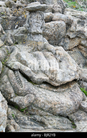 Felszeichnungen Rotheneuf Brittany France Stockfoto