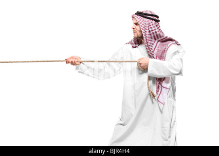 Eine arabische Person ein Seil ziehen Stockfoto