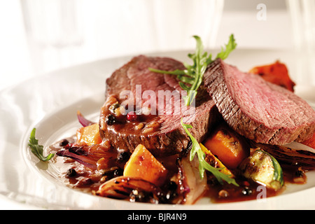 Steak und Wein Pfeffer Soße essen Fotos und Bilder Stockfoto