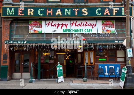 Händler-Cafe, ältestes Restaurant in Seattle, Pioneer Square, Seattle, Washington, USA Stockfoto