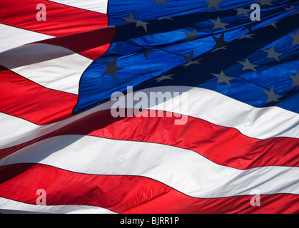 Nahaufnahme der wehende Flagge der Vereinigten Staaten Stockfoto