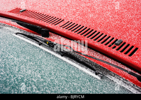 Harten Frost auf Auto Windschutzscheibe Stockfoto