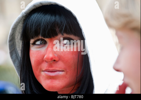 Ein Fototermin fordert alle Abgeordneten, die verhindern, dass Kinder und Jugendliche das Risiko von Hautkrebs erhöht, wollen Stockfoto