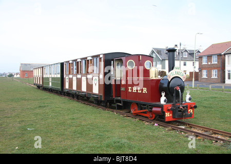 Lokomotive "Jack" arbeitet an der Schmalspurbahn Hayling Island. Stockfoto