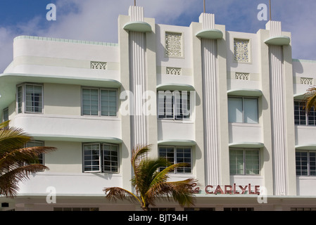 Die 1939 Art-Deco-Stil Carlyle Hotel in South Beach, Miami, Florida, USA. Stockfoto