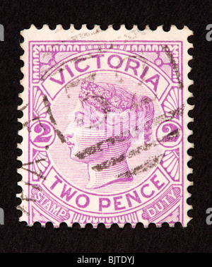 Briefmarke von Victoria, die Darstellung der Königin Victoria Stockfoto