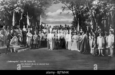 Die Leistung von Richard Wagners Oper Lohengrin (AKT III, Szene III), 1907. Artist: Schwalb Stockfoto