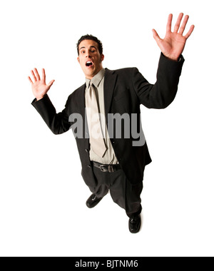 Junger Geschäftsmann mit überrascht Ausdruck Stockfoto