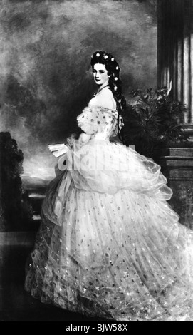 Elisabeth ("Sisi"), 25.12.1837 - 9.9.1898, Gemahl der Kaiserin von Österreich, Ganzkörperansicht, Gemälde von Franz Xaver Winterhalter, 1865, Stockfoto