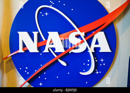 NASA-Schild am Kennedy Space Center Visitor Complex in Florida Stockfoto
